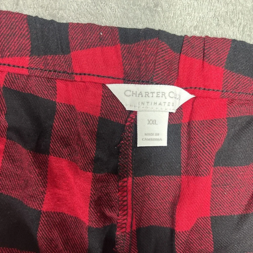 CHARTER CLUB Intimates Black Straight Leg Plaid Sleep Pants Size XXL New